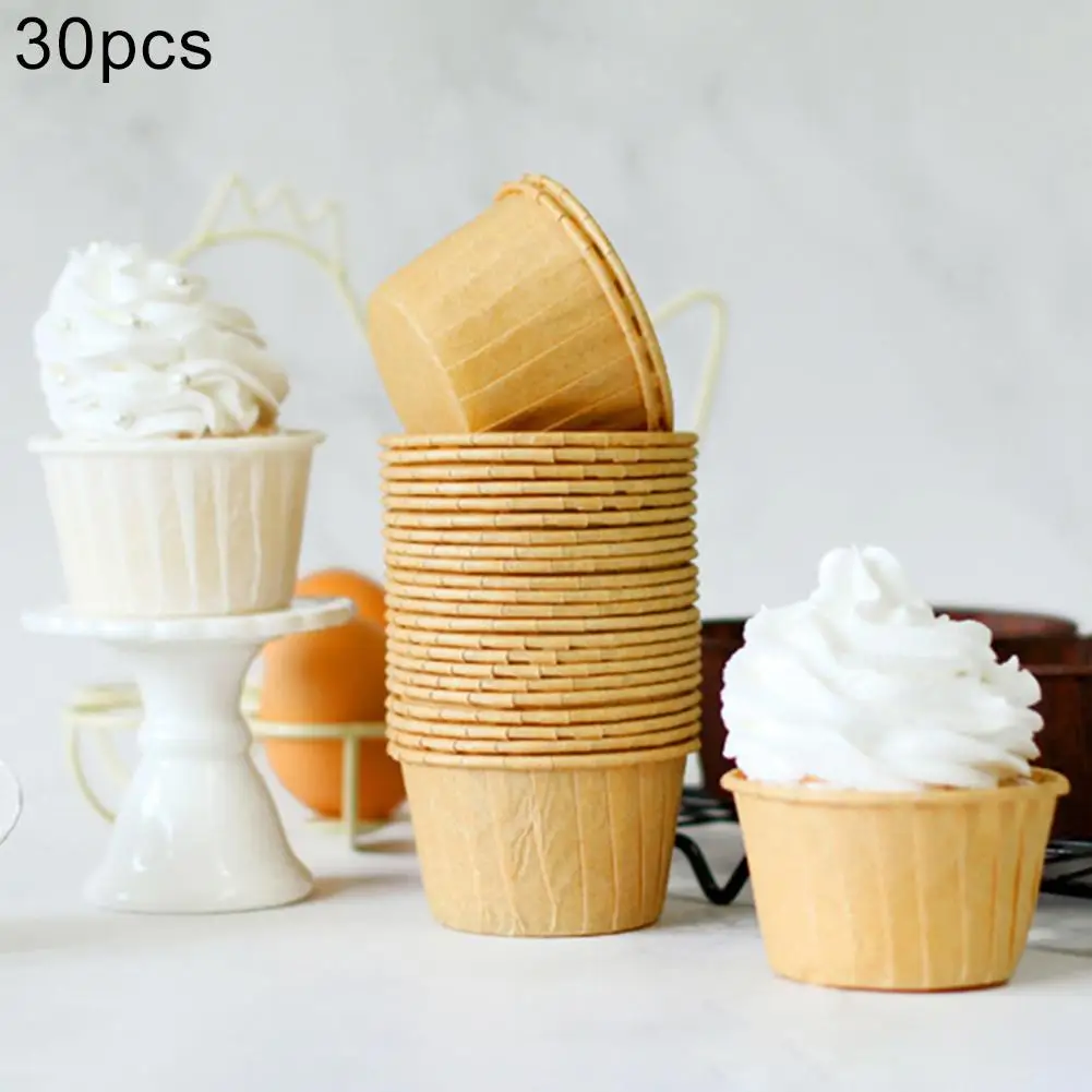 

30Pcs Baking Cupcake Cake Liner Wrappers Paper Cup Tray Muffin Anti-Oil Holder Cake Tools suit for bakery grocery store