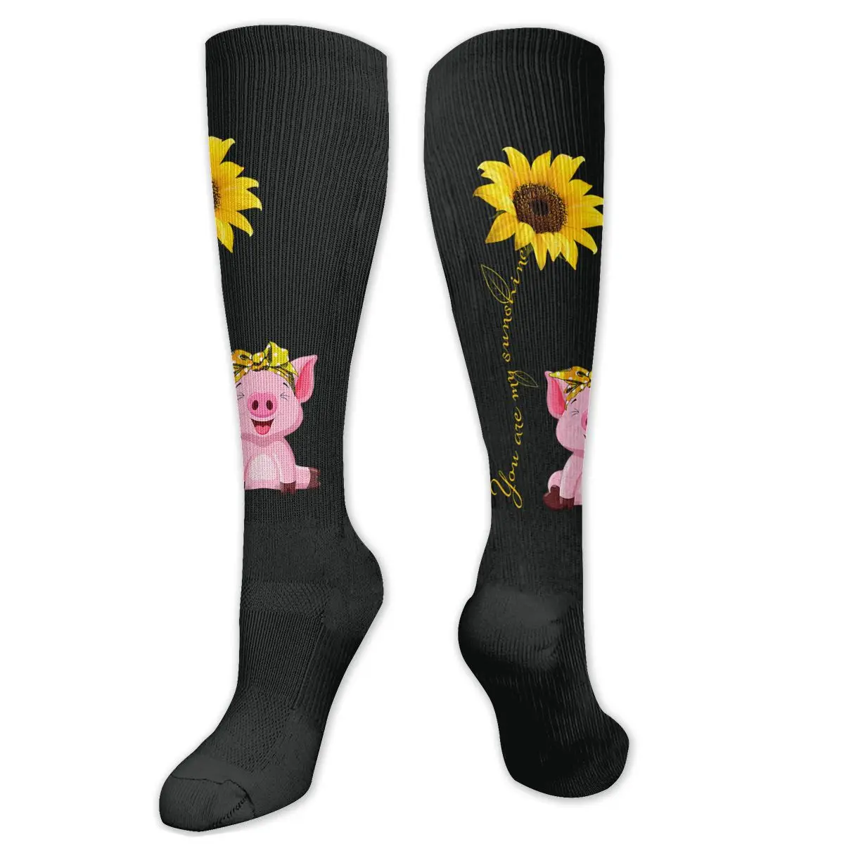 

You Are My Sunshine Sunflower Pig Compression Socks For Women Men Plus Size Wide Calf For Nurses Running Athletic