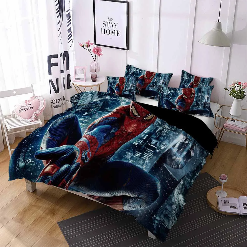 

Spider Hero Duvet Cover Set Kids Children Cartoon Bedding Set Bed Linens 2/3 Pcs Quilt Comforter Cover Pillowcases Single Double