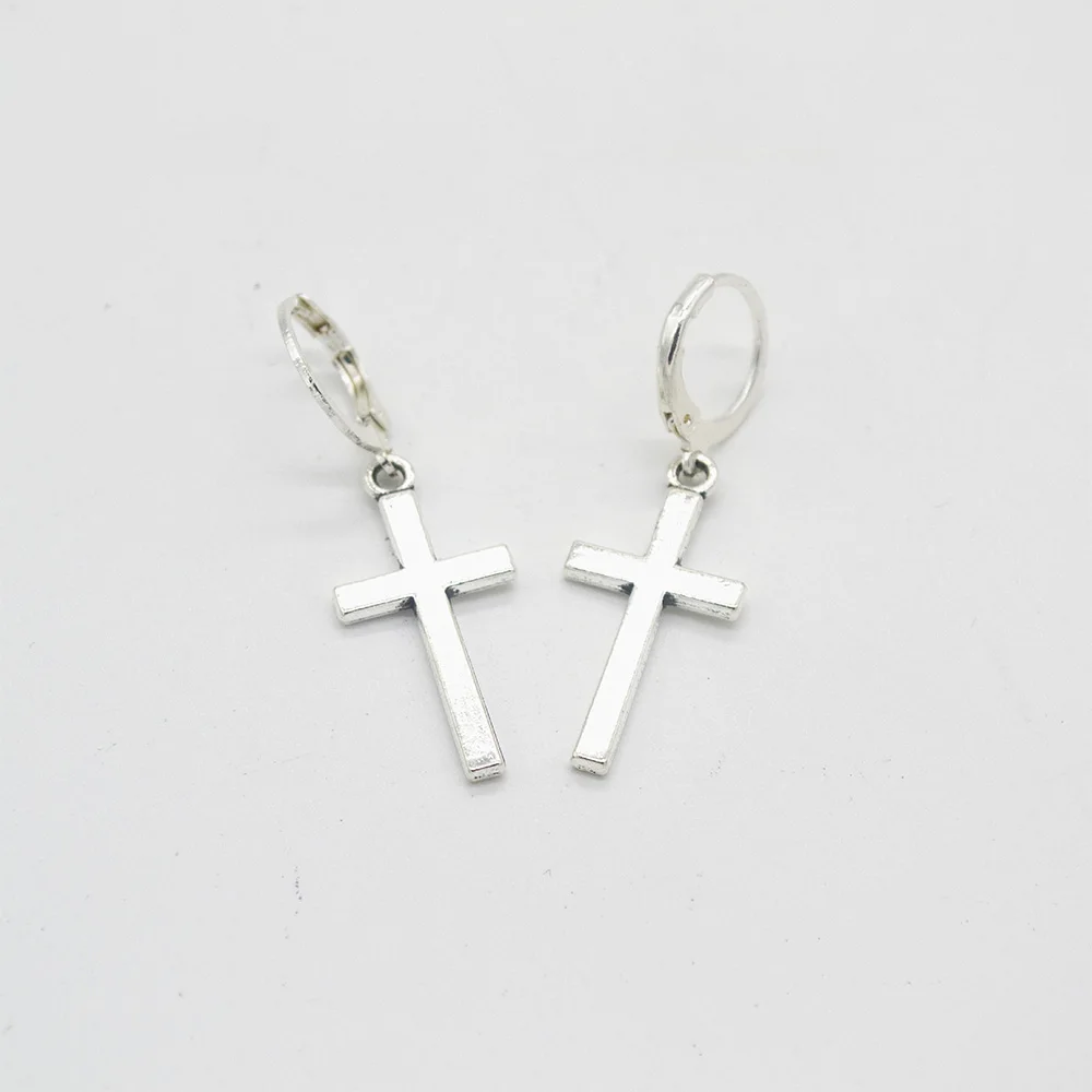Silver Punk Charm Jewelry Metal Ring Earrings Hanging Exaggerated Cross Pendant Earrings for Women Party Jewelry Earrings - Окраска металла: Silver