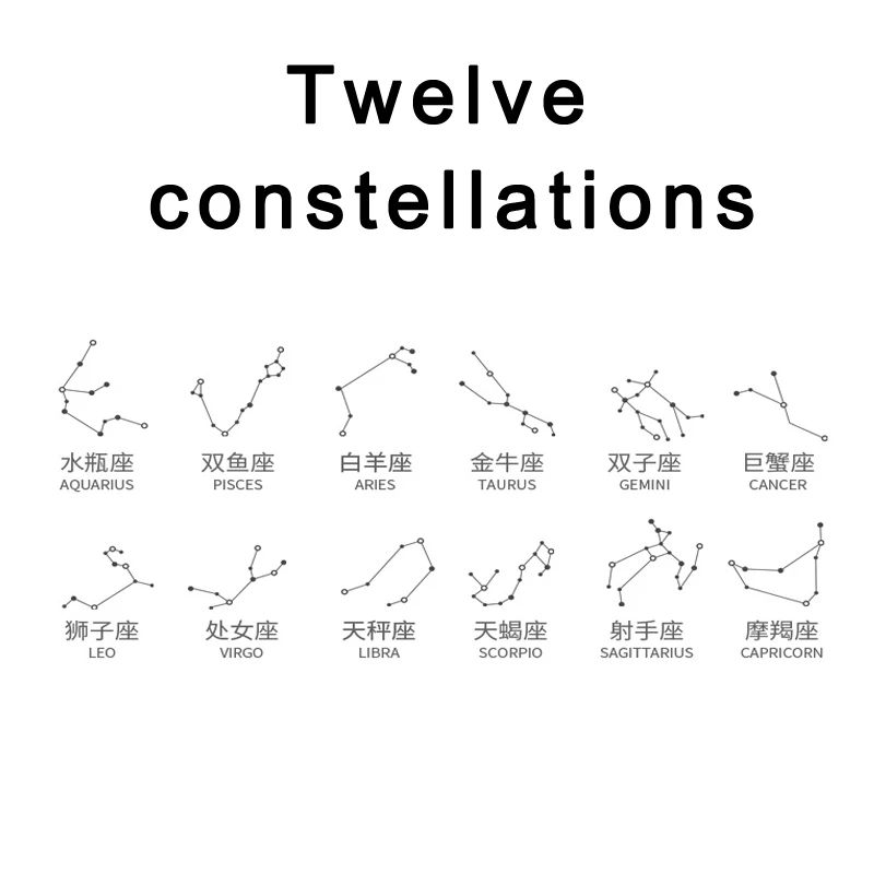 

12 Constellation Open Rings For Women Cubic Zirconia Adjustable Constellations Zodiac Finger Rings Silver Color Jewelry Gifts