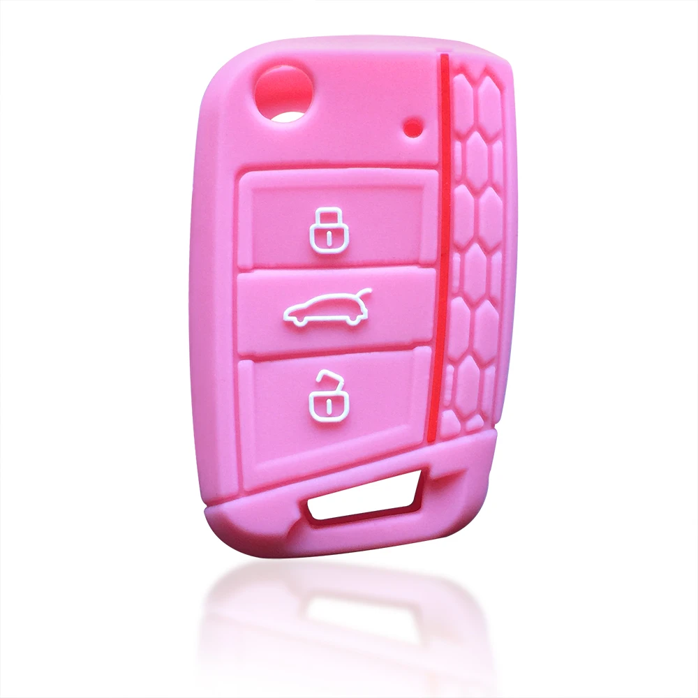 Силиконовый чехол для ключа Skoda Octavia A7 KAMIQ 2021 Rapid Karoq Fabia Seat Leon Ibiza Ateca VW Polo Golf 7 Tiguan T Roc
