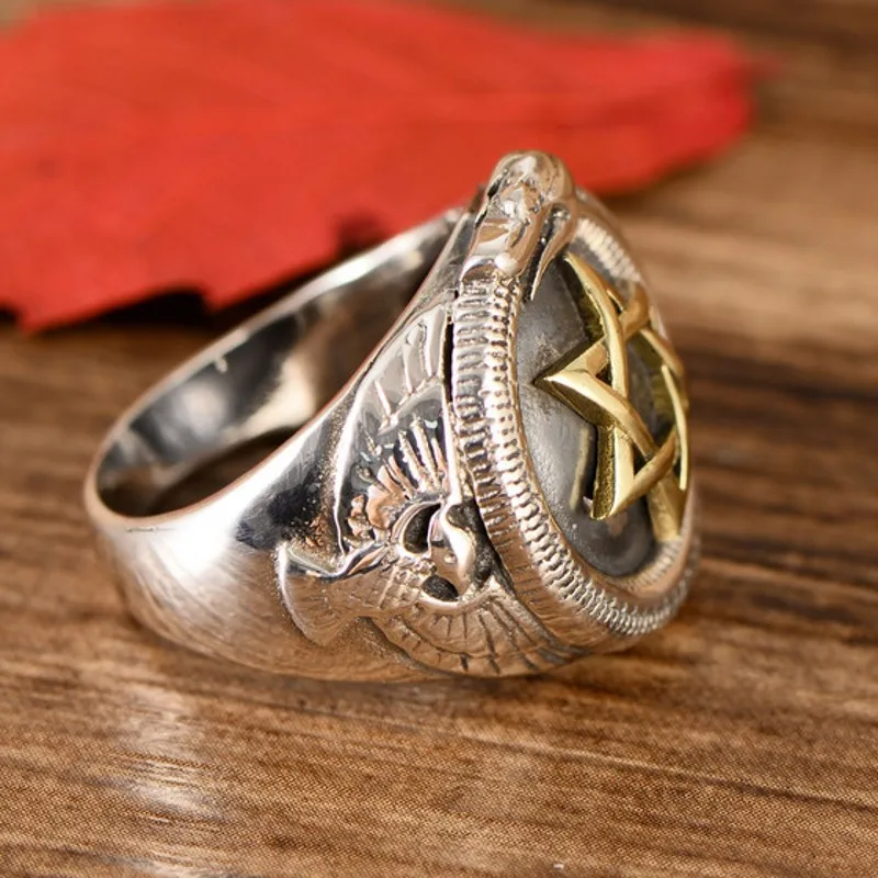 Новинка кольцо BOCAI из чистого серебра s925 пробы с шестиконечной звездой и змеей