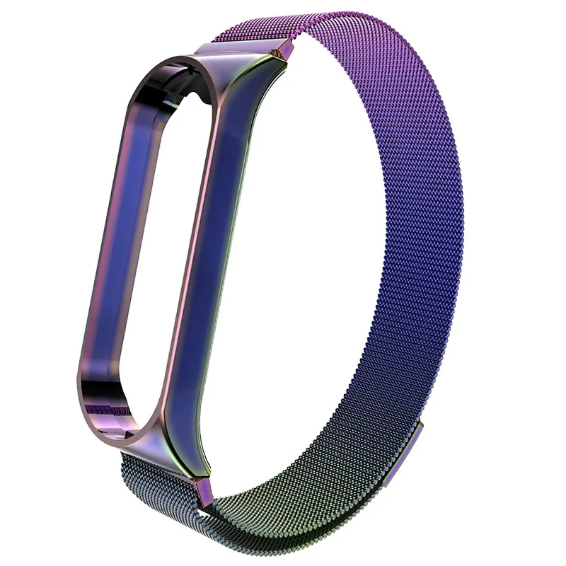 Mi Band 3 4 браслет магнитный ремешок на запястье металлический Безвинтовой браслет из нержавеющей стали mi band 4 3 браслет ремешок для Xiaomi mi Band 4 3 - Цвет: Яркий