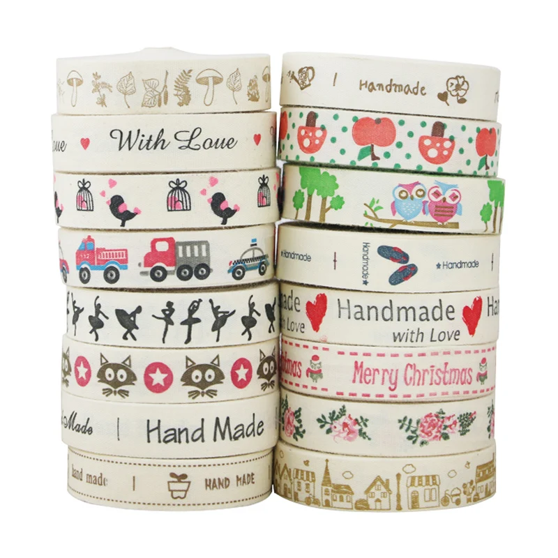 (10 метров/рулон) белые хлопковые печатные ленточки ручной работы тесьмы DIY
