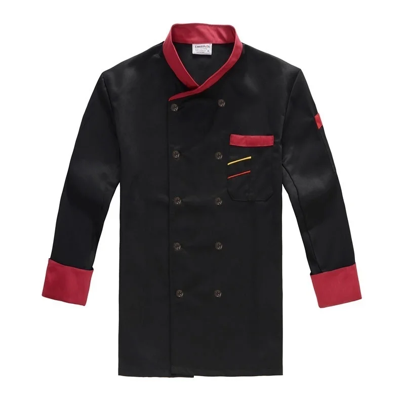 Long Sleeve Куртка шеф-повара короткий/длинный рукав рубашка повара бариста ресторан отель Рабочая форма пекарь одежда для официанта - Цвет: Long Sleeve