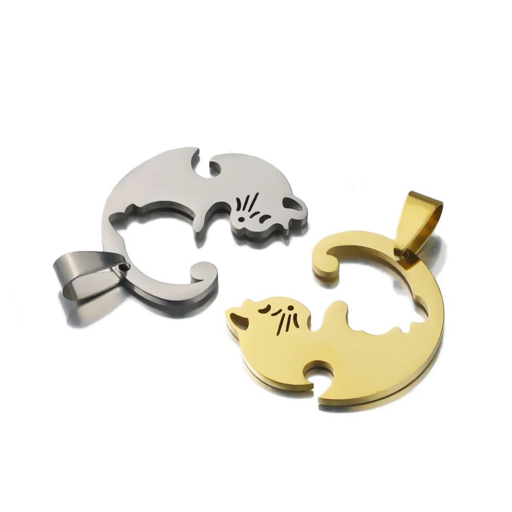 Ожерелье с подвеской в виде кошки из нержавеющей стали 1 пара|Шармы| |