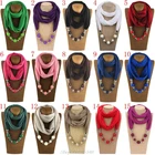 Женский модный шейный платок, кольцо, шарф, ожерелье, бусины, однотонные ювелирные изделия, шаль S01 20, Прямая поставка