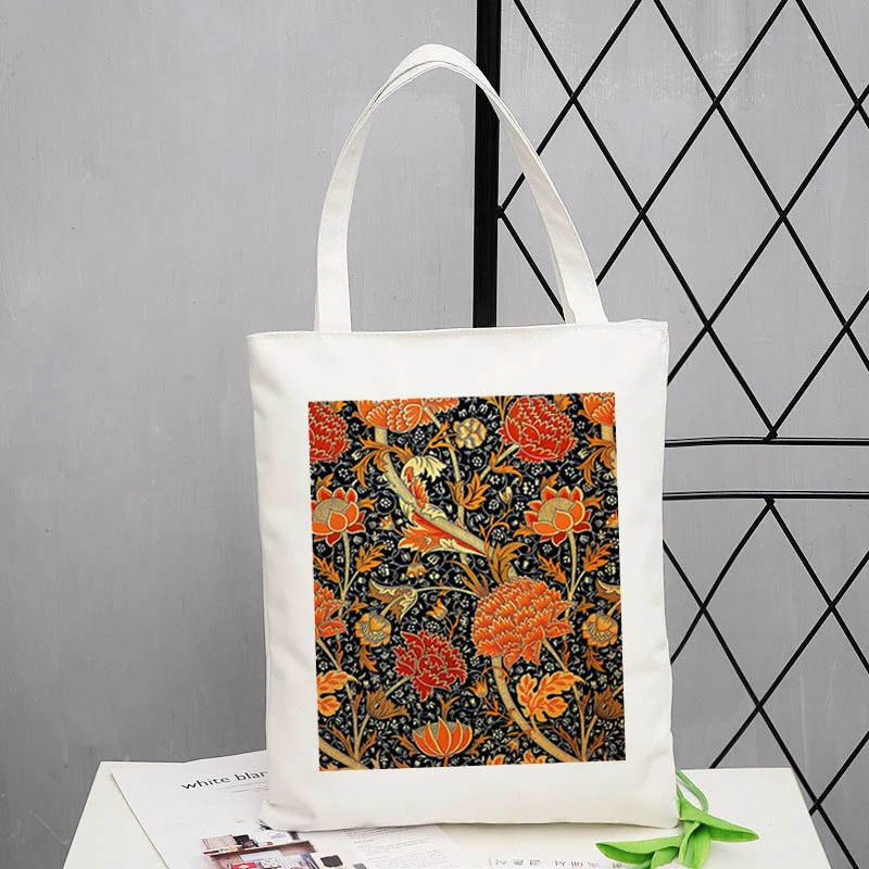 

Flower Print Ladies Handbags Girl Canvas Tote Bag Shopping Travel Eco Reusable Women Shoulder Shopper Bags Large Student BookBag