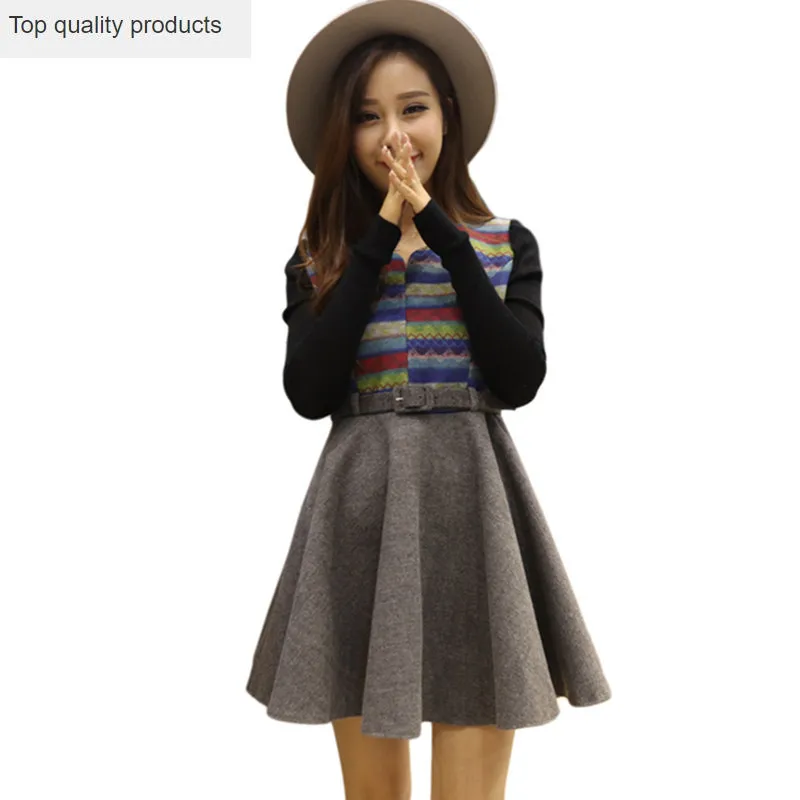 

Casual Dresses Women 2020 New Autumn and Winter Printed Knitted Long-Sleeve Dresse Female Vestidos LH1310