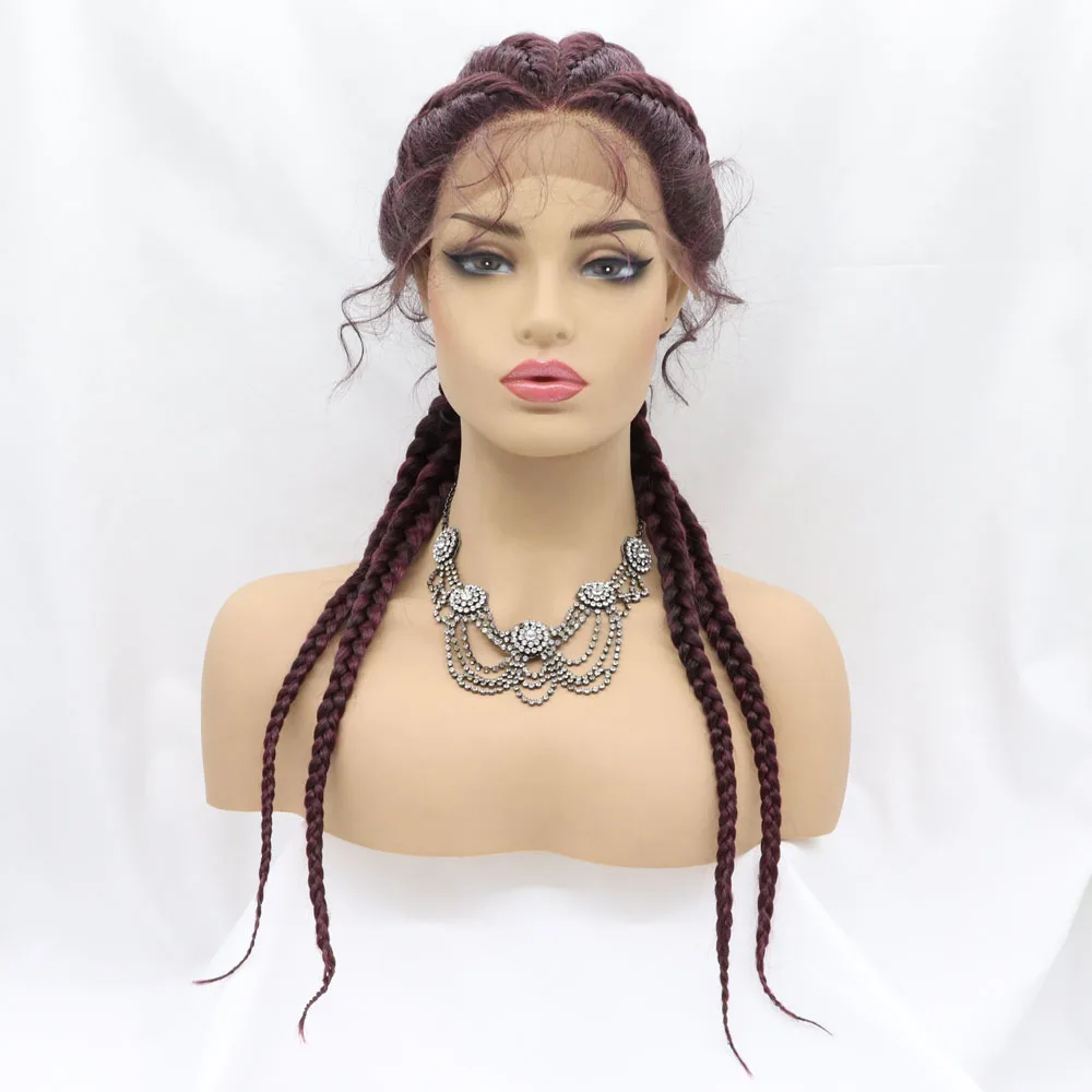 Curly Blonde Glueless Braided Lace Front Wigs Crochet Braids Black Red Brown Cornrow Braiding Hair Knotless Briaid Wig For Women