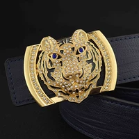 blue tiger buckle belt mens fancy retro fashion leather belt sliding buckle belt luxury genuine leather high quality