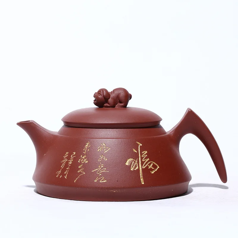 

Yixing Zisha teapot raw ore clear cement hand lettering golden pig Nafu teapot kungfu tea set