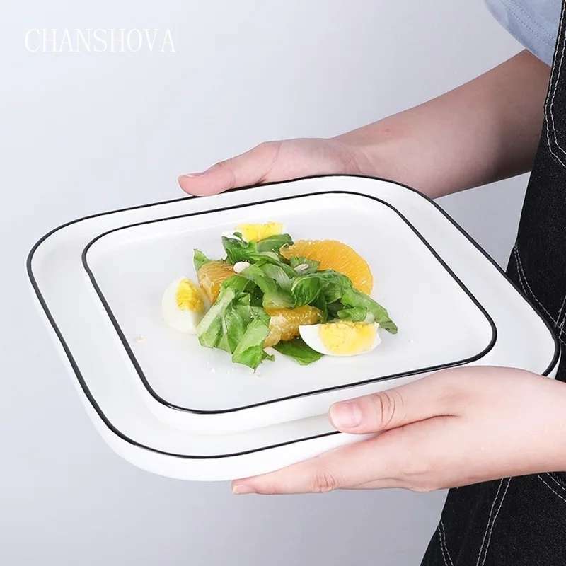 Круглая и квадратная керамическая обеденная тарелка CHANSHOVA для пиццы стейка