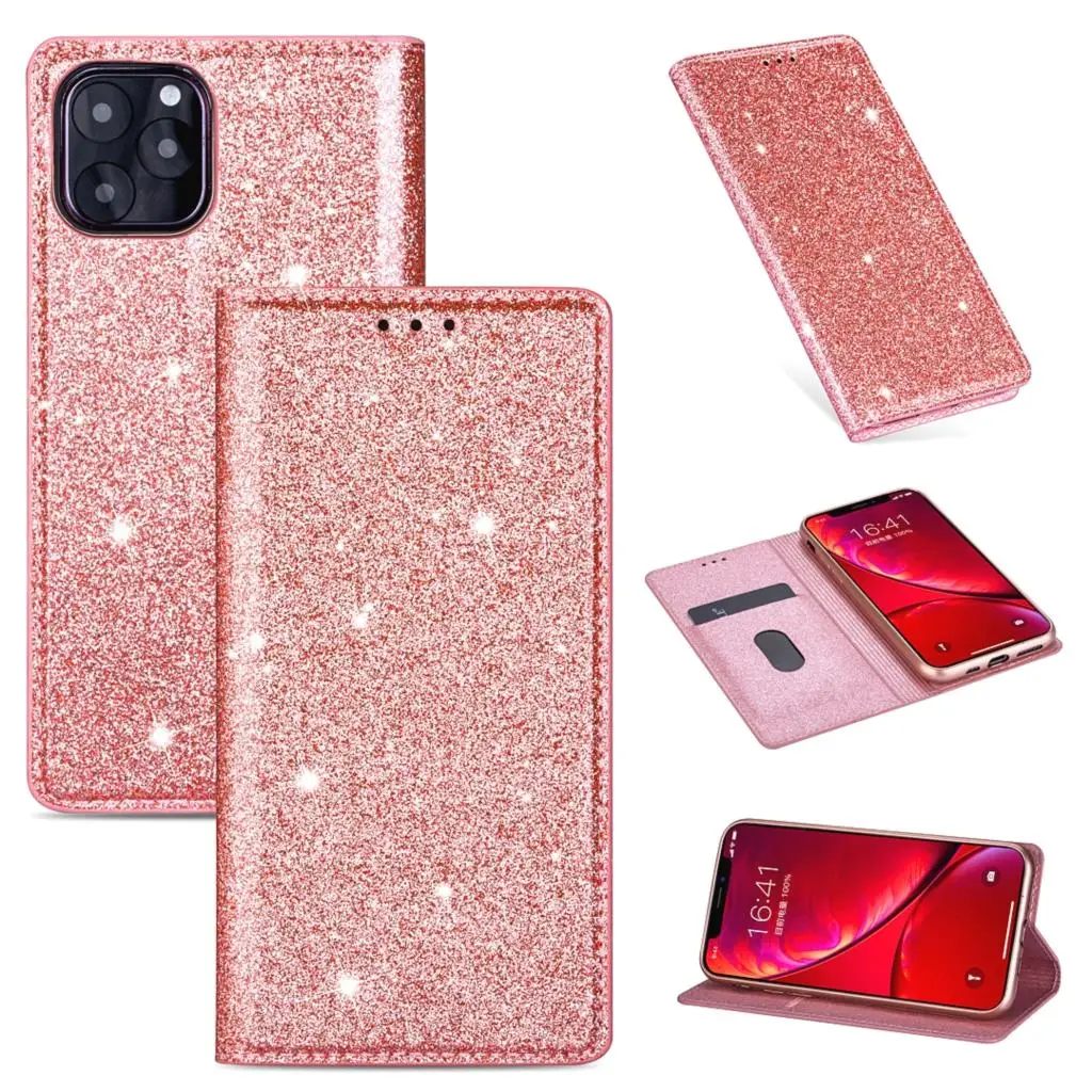 Magetict блестящий кожаный чехол для iPhone 11 Pro Max 6 6s 7 8 Plus флип бумажник XS X 10 XR чехлы