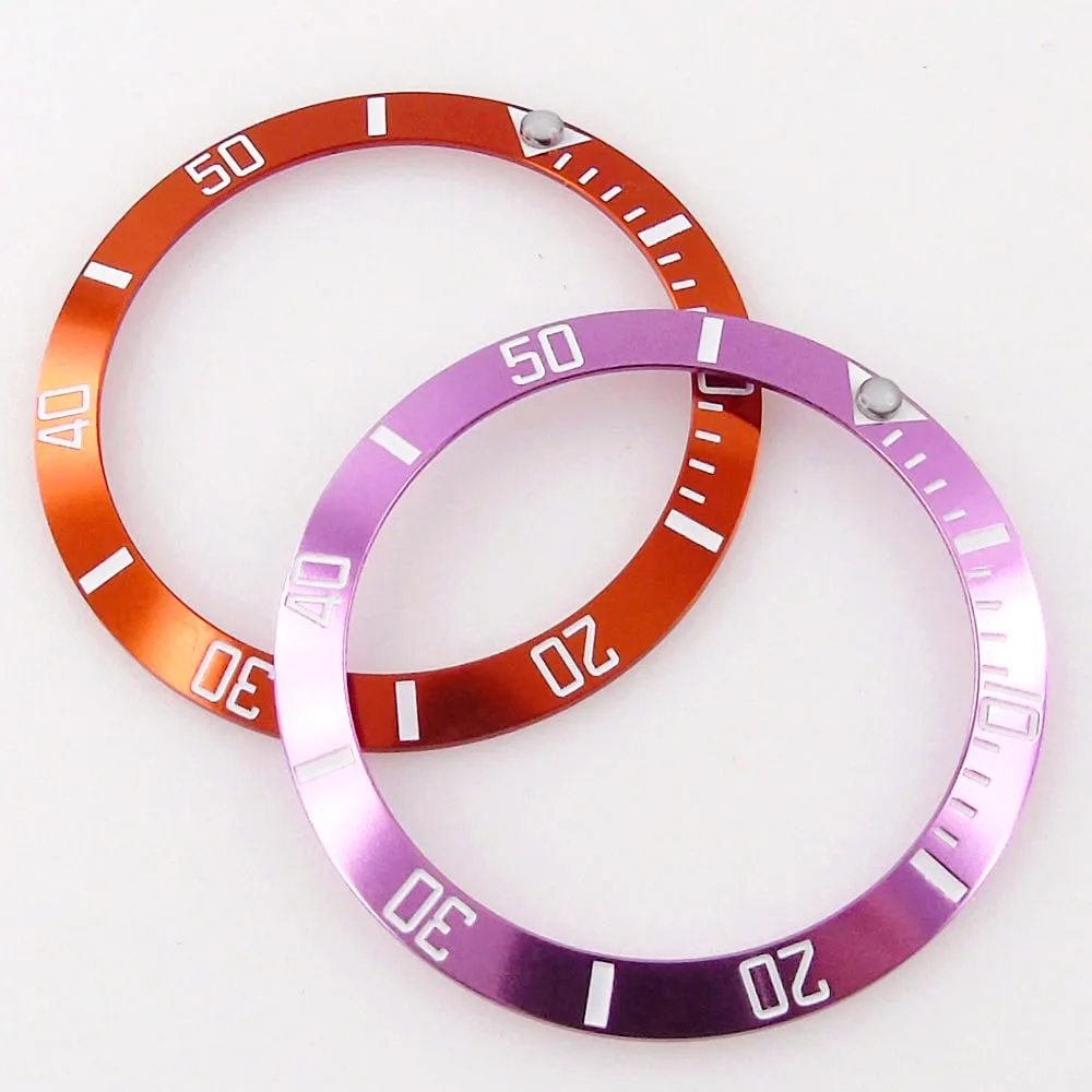 

New 38MM Orange/Pink Alloy aluminum Bezel Luminous Dot Watch Bezel Insert For 40MM Automatic Movement Watch