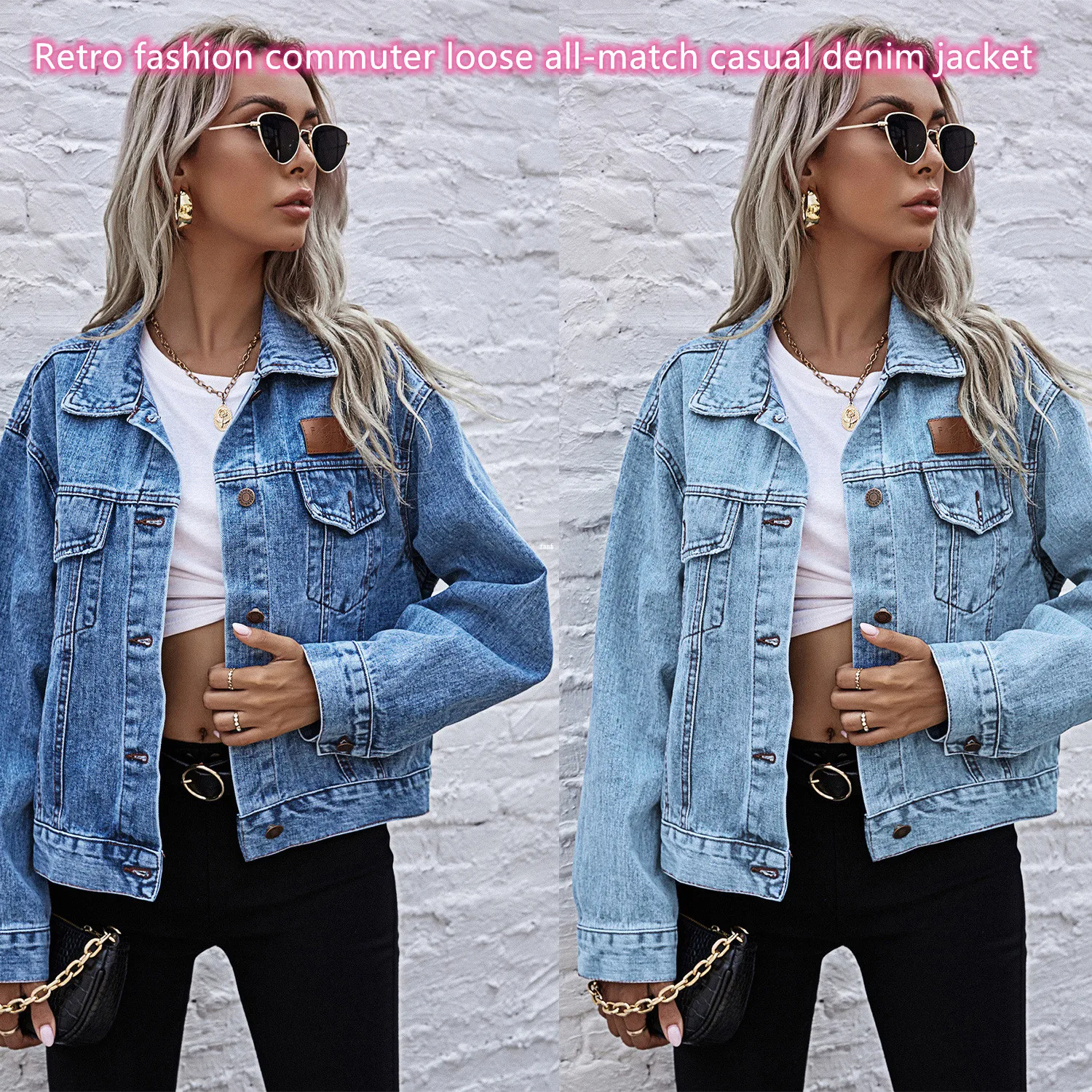 

Ladies denim jacket retro fashion commuter loose all-match lapel denim jacket free shipping short leisure all-match denim jacket