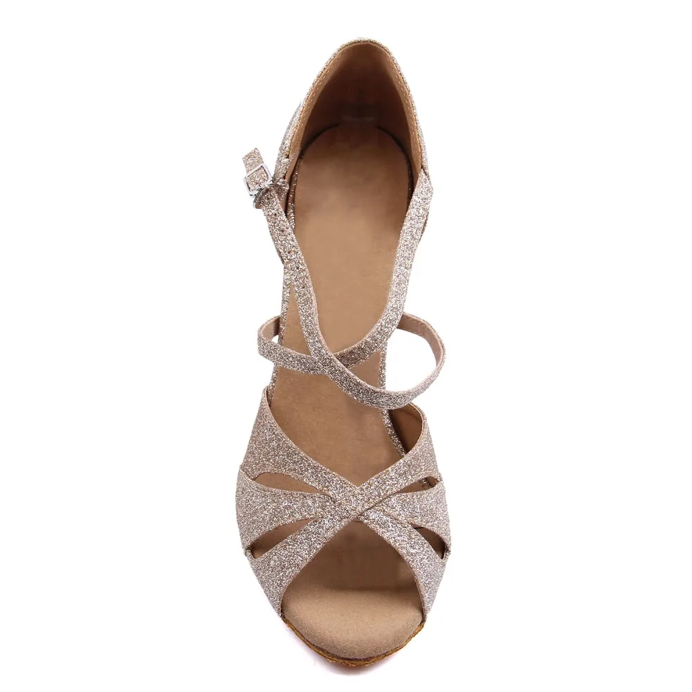 Women Ballroom Latin Dance Shoes Gold Salsa Tango Bachata Dance Shoes for Prom Wedding Dancing Heel 6/7.5/8.5 cm VA30