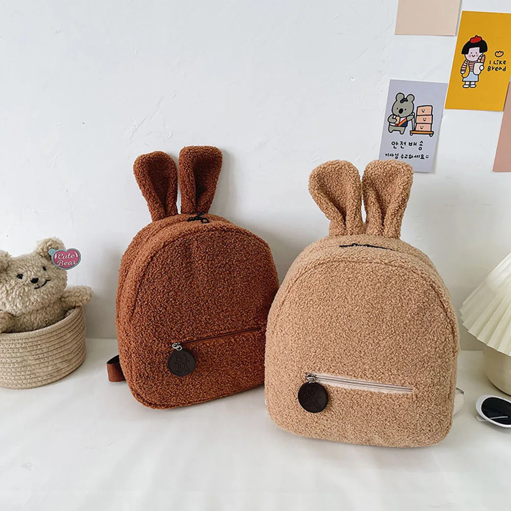 

Women's backpack Trend 2021 Cheap High Quality Woolen Bunny Ears Kawaii Rucksack for girl School Bag Small feminina Backpack New