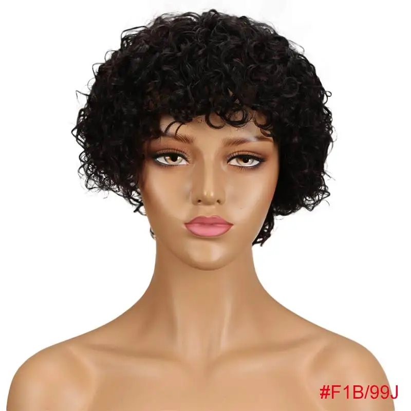 WH AFRO JERRY Rebecca pixie парики для черных женщин дешевые оптовые короткие волосы парики человеческие волосы натуральные волосы афро кудрявые прямые боб - Цвет волос: WH AFRO JERRY