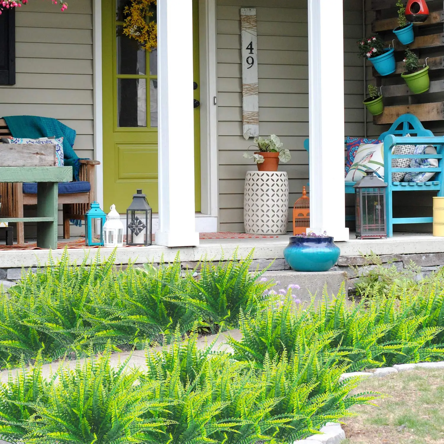 Искусственные растения ненастоящие Бостон папоротник зелени на открытом