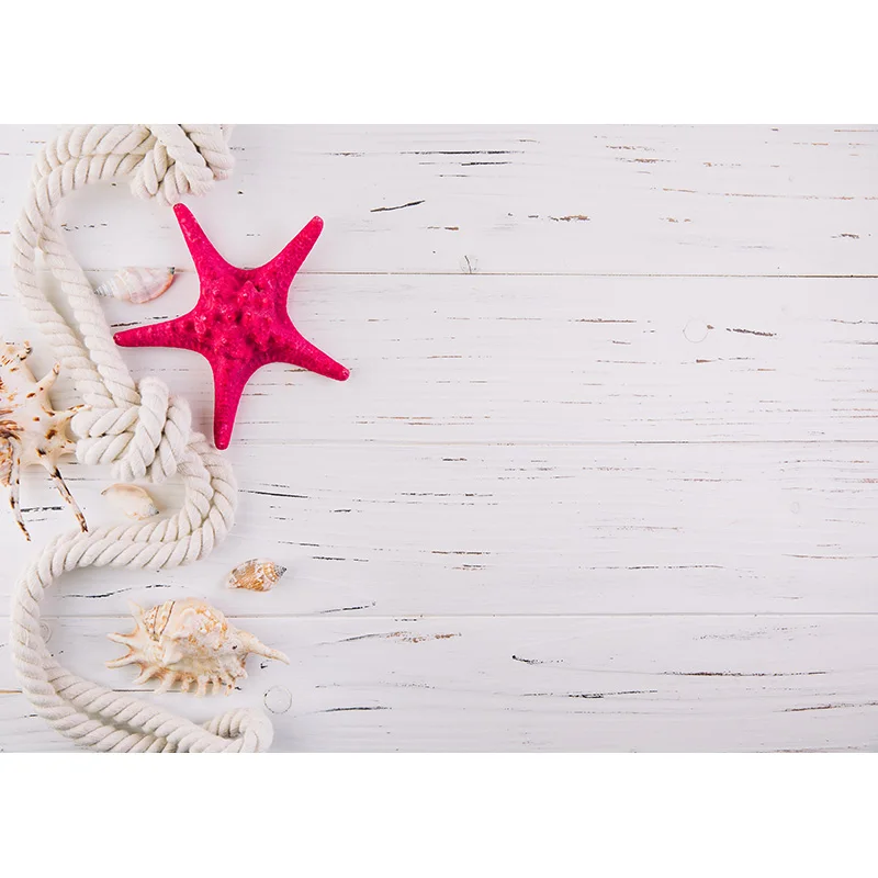 

Vinyl Custom Wooden Board Starfish Shell Conch Photography Background Baby Shower Photo Backdrop Studio Props 210321CAR-01