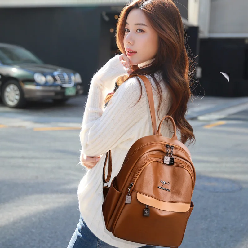

LU.FAWN 2021 New Fashion Classic Large Capacity Women's Bag High Quality Backpack Suitable for Girls' School Travel Bags6636