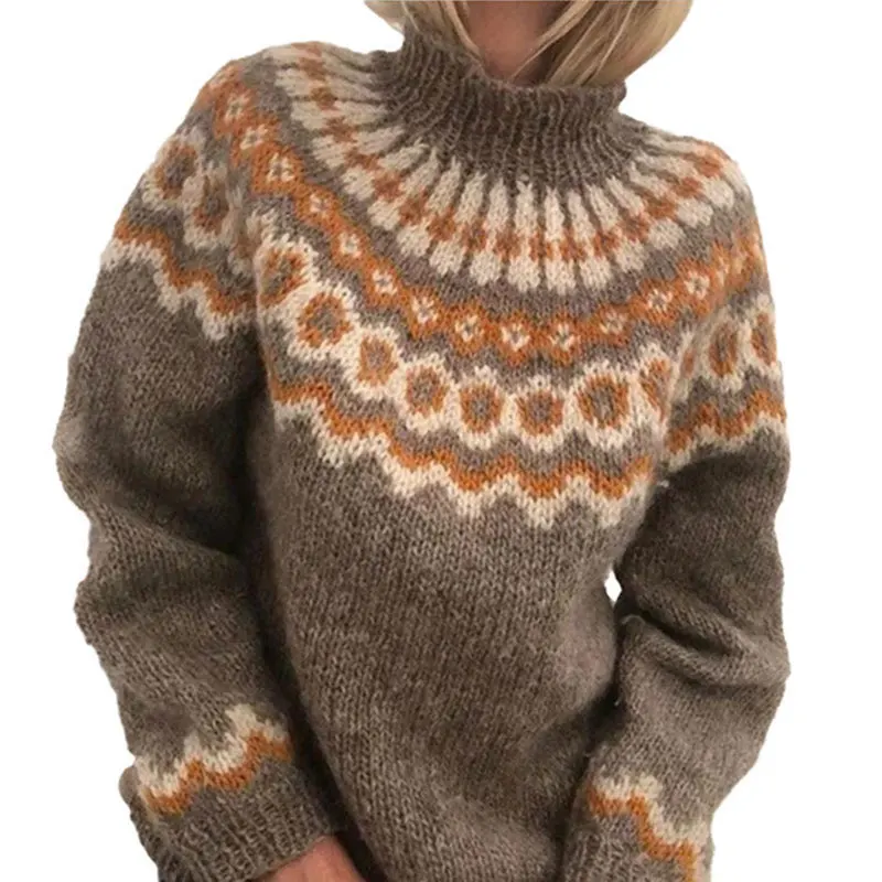

Women Knitted Sweater Ladies Winter Loose Oversized Pullovers Female Jumper Sueter Mujer Fashion Jacquard Basic Turtleneck Tops