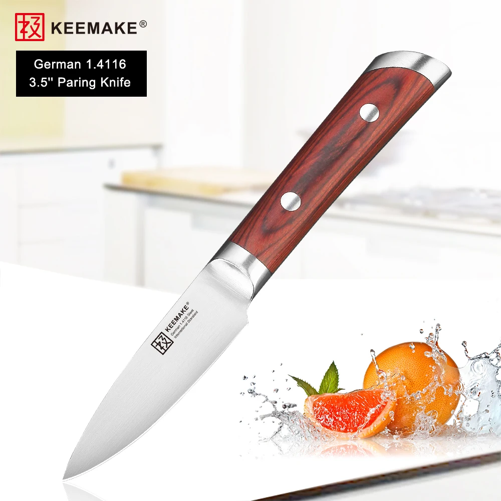 

KEEMAKE 5PCS Kitchen Chef Knives Set German 1.4116 Steel knife Sharp Santoku Utility Knife Color Wood Handle Slicing Cutter