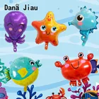 Воздушный шар из фольги в виде животного danajiau для детей, украшение для дня рождения, Акула, осьминог, краб, Воздушная рыба, балун, Морская звезда, Гелиевый шар