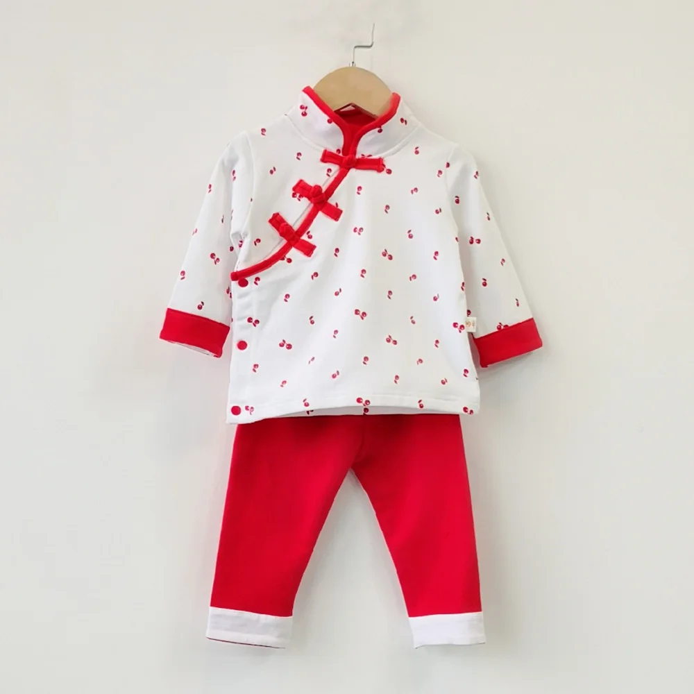 Китайские Красные комплекты одежды для маленьких мальчиков и девочек, традиционные топы с длинными рукавами и длинные штаны, костюм на кита... от AliExpress WW
