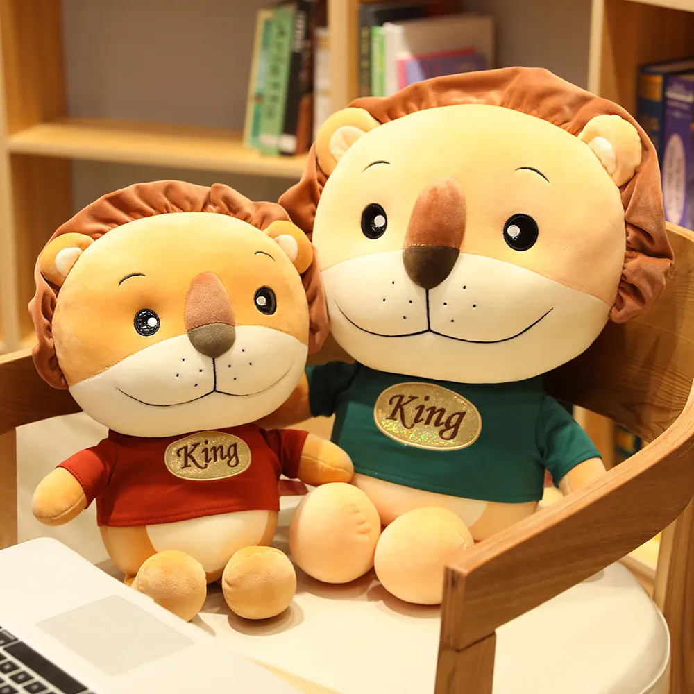 

1pc 90/65/50cm Giant lion Plush Toys Lovely Lion king Red Blue Lion Toys Stuffed Soft Dolls Home Decor Kids Christmas gifts