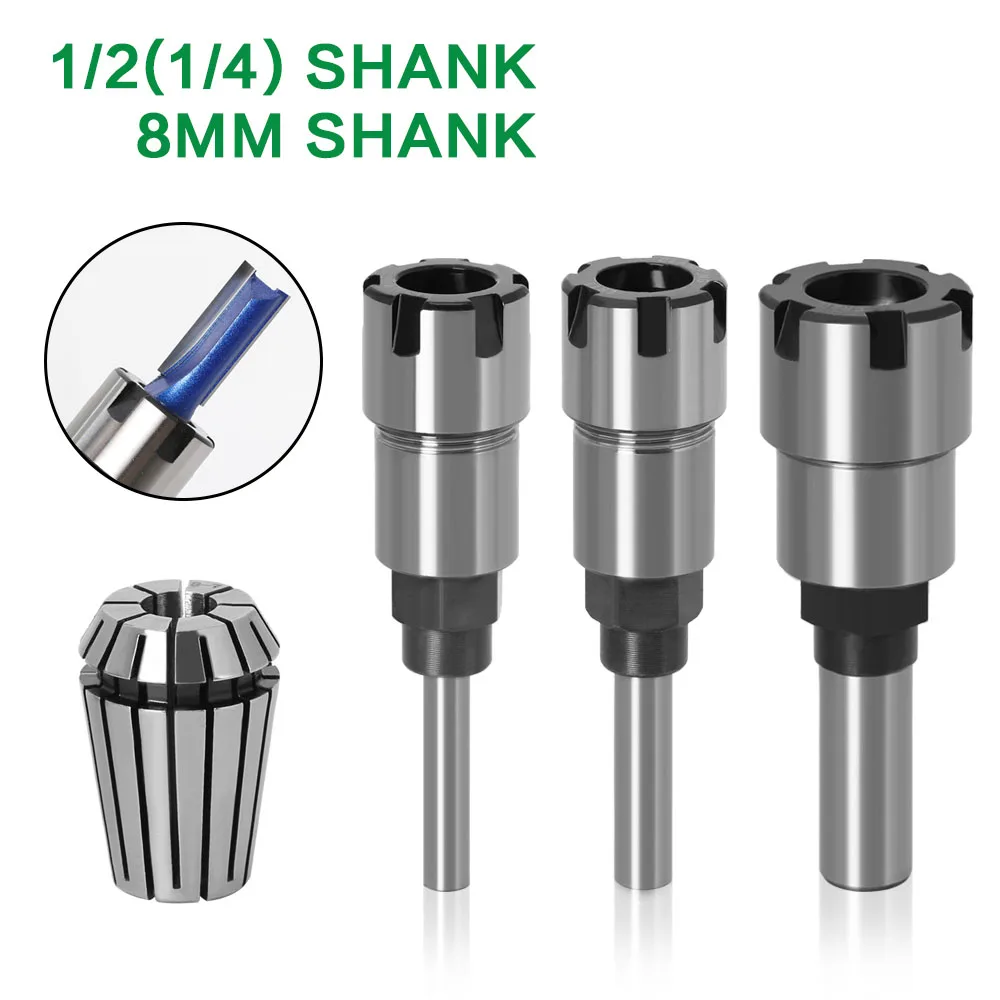 

1/4" 8mm 1/2" Shank ER Router Bit Extension Rod Collet Engraving Machine Extension Milling Cutter for Wood