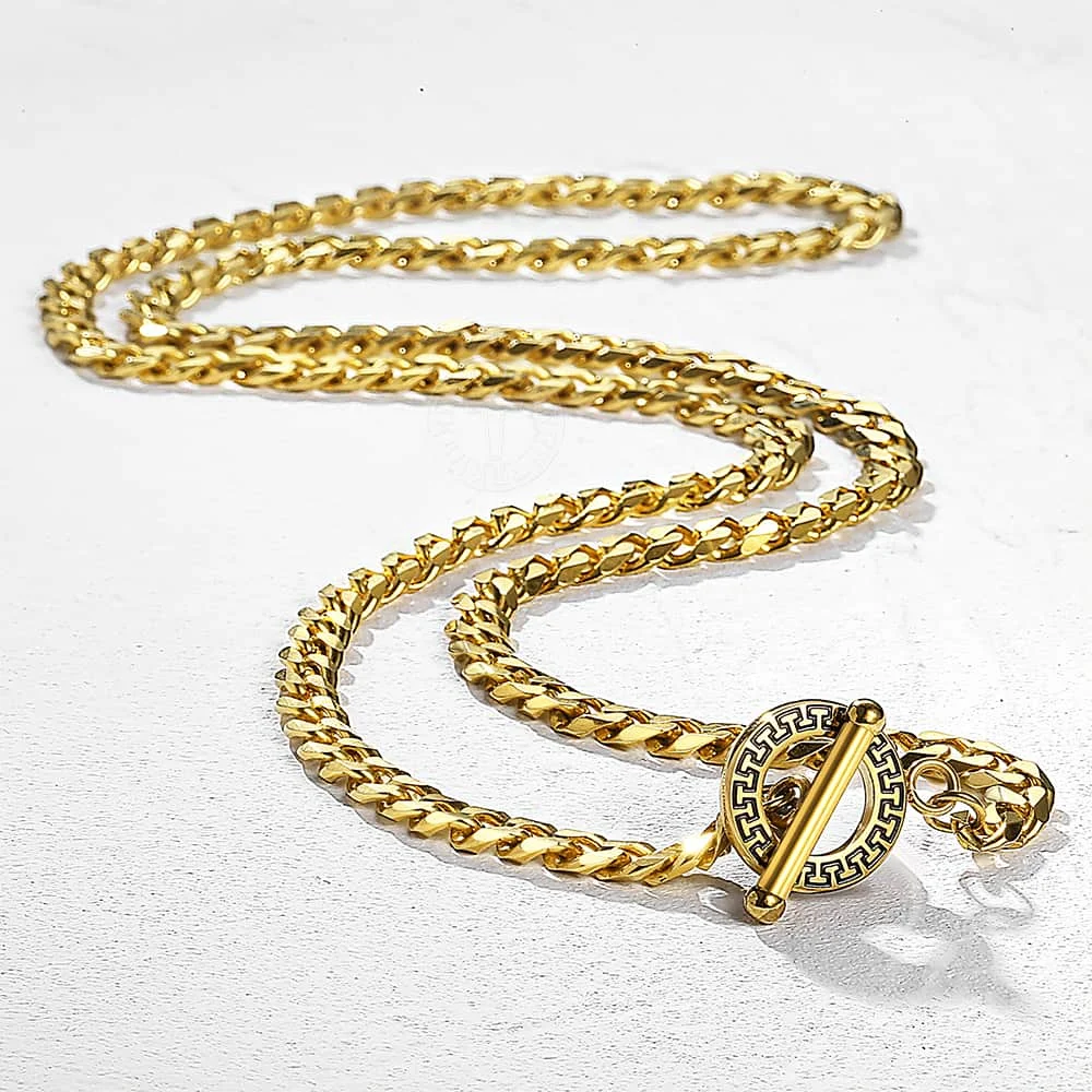 5mm Stainless Steel Chain Cuban Curb Link Necklace for Men Women Toggle Clasp Fashion Hip hop Jewelry TNS00703 | Украшения и