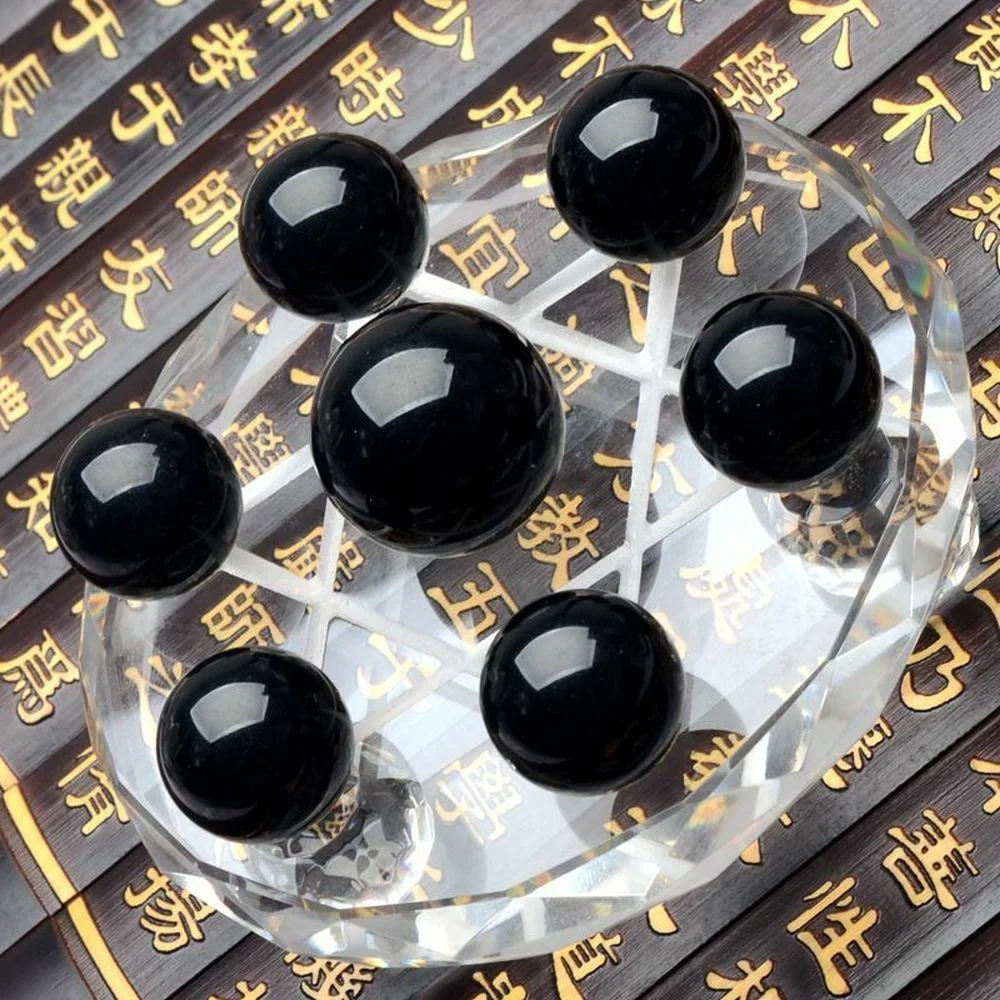 

7Pcs Seven Star Array Natural Black Obsidian Stone Sphere Quartz Crystal Ball Healing Reiki Home Decor Gifts