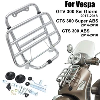 stainless steel black front luggage rack for vespa gtv 300 sei giorni gts 300 super abs 2014 2018