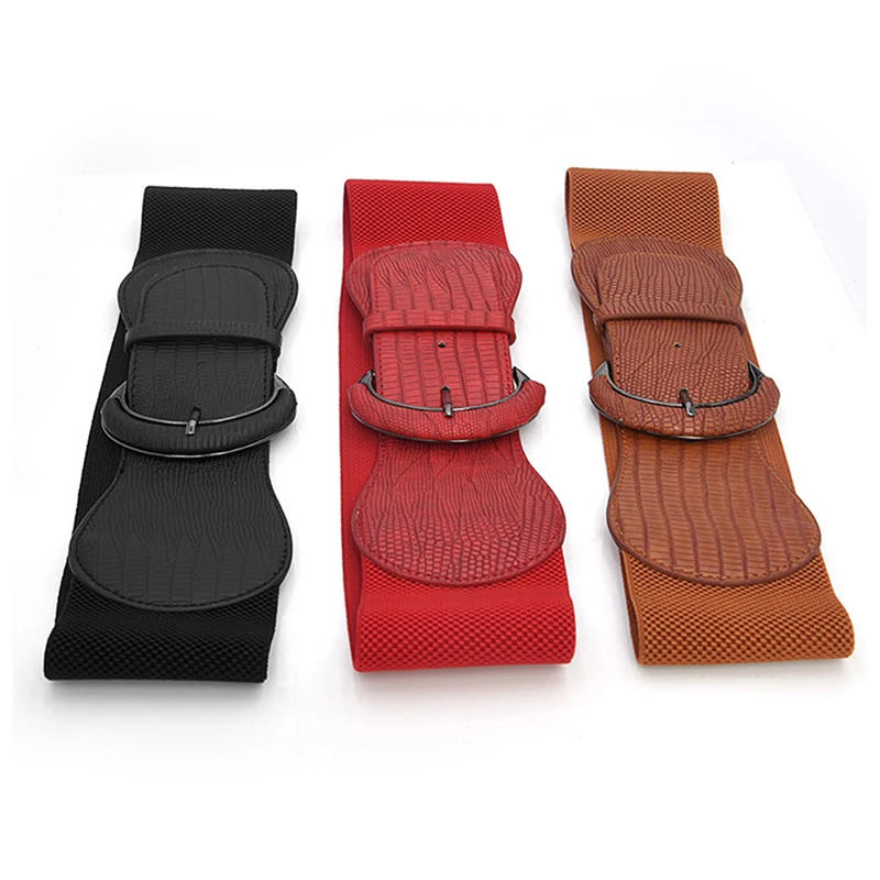 

1pcs Fashion Women Wide Elastic Waist Belt Dress Belt Accessories Stretch Elastic Wide Corset Waist Metal Buckle