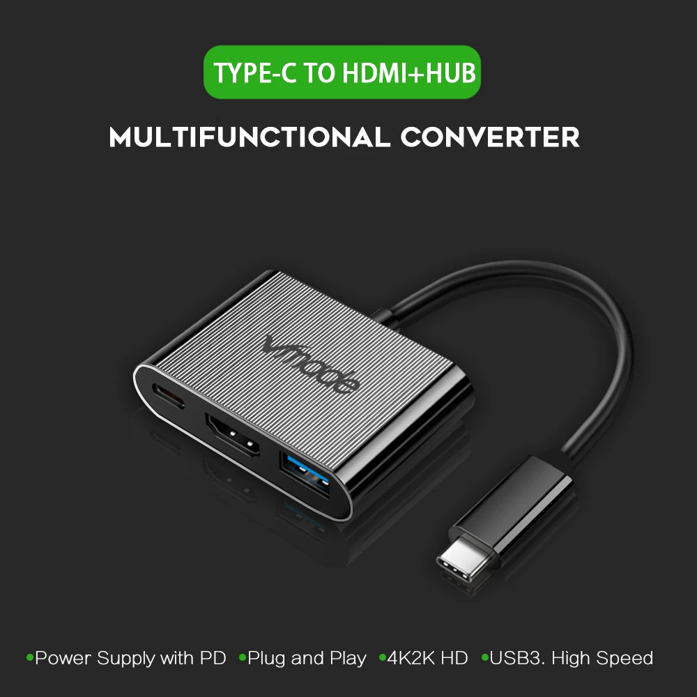 Фото Кабель-конвертер Vmade USB-C в HDMI 3 1 для huawei Apple Usb 3. 0 Thunderbolt type-C переключатель на 4K