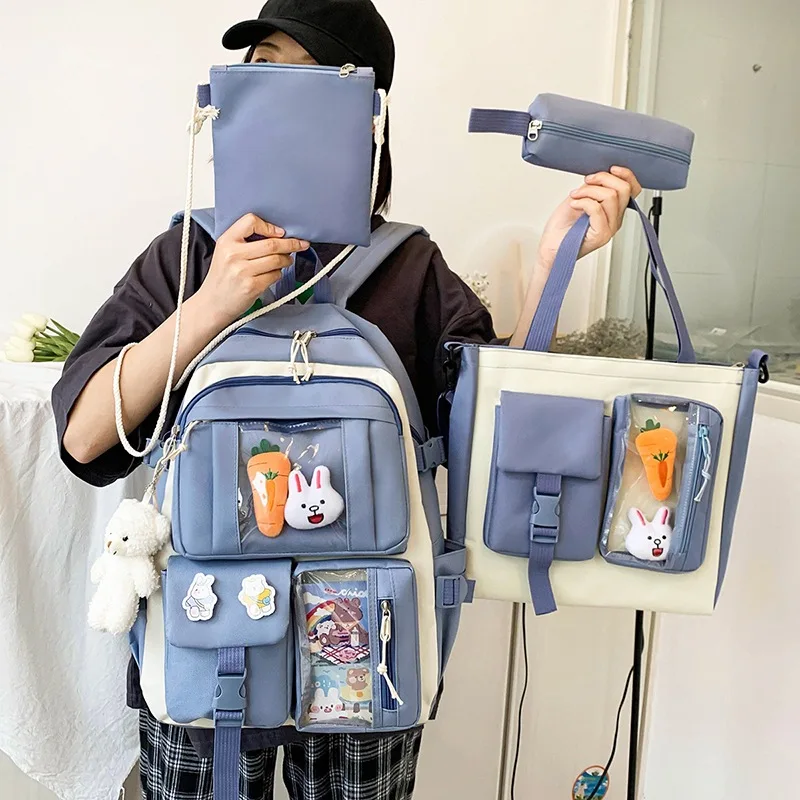 Набор из 4 шт., детский школьный рюкзак, женский рюкзак, сумка для книг, школьные сумки для девочек-подростков, сумки для покупок, 2021