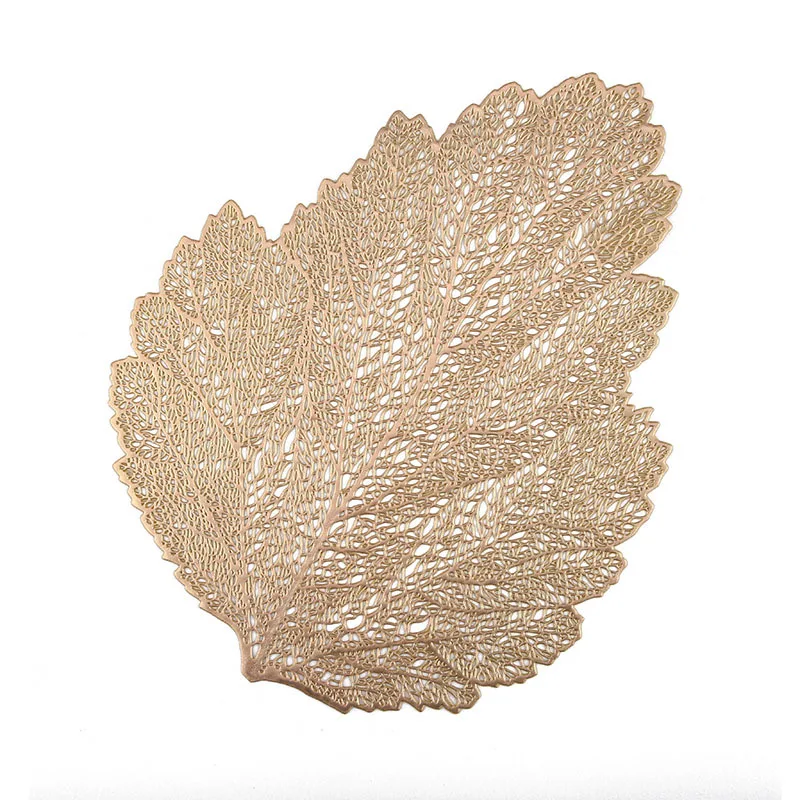 

10Pcs Pvc Tableware Mat with Gold Foil Stamping and Shaped Begonias and Leaves Decorative Home Placemats and Table Mats