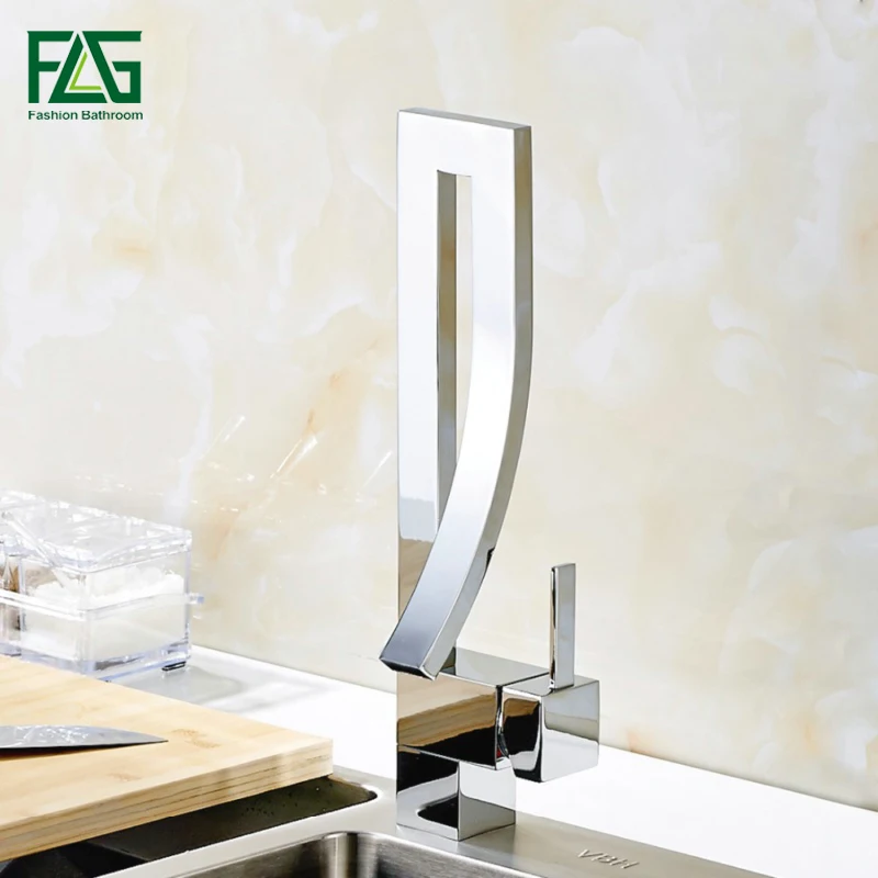 FLG Европейский кухонный кран смеситель для кухни на палубе хромированный