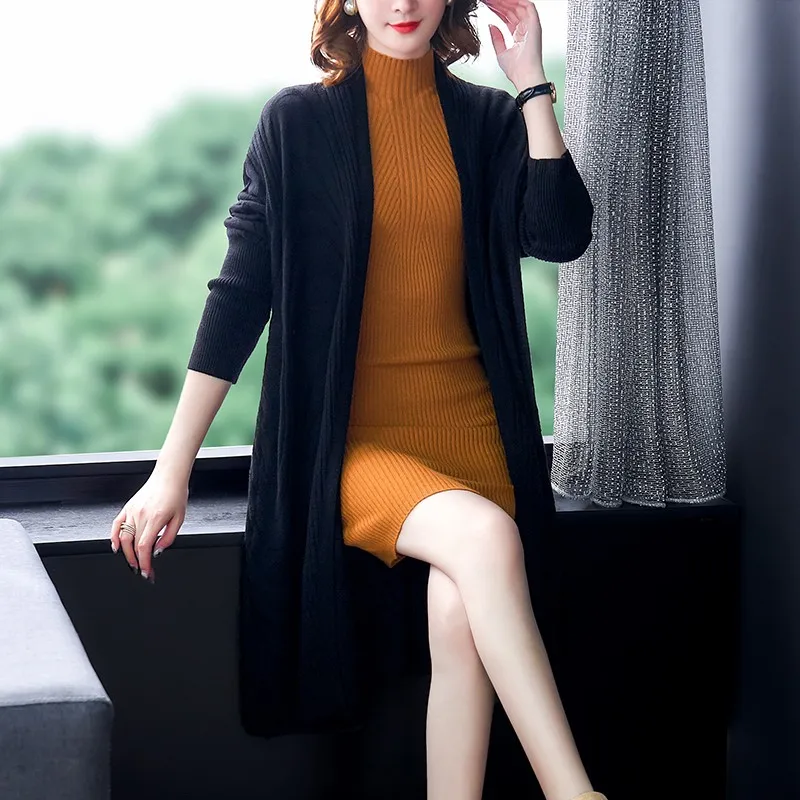 Retro Cardigan Women Long Sleeve New Female Elegant Pocket Knitted Outerwear Sweater Jacket Tops for lady High Quality |