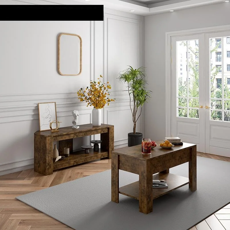 

Журнальный столик с подъемной крышкой для телевизора, деревенский деревянный центральный столик для гостиной