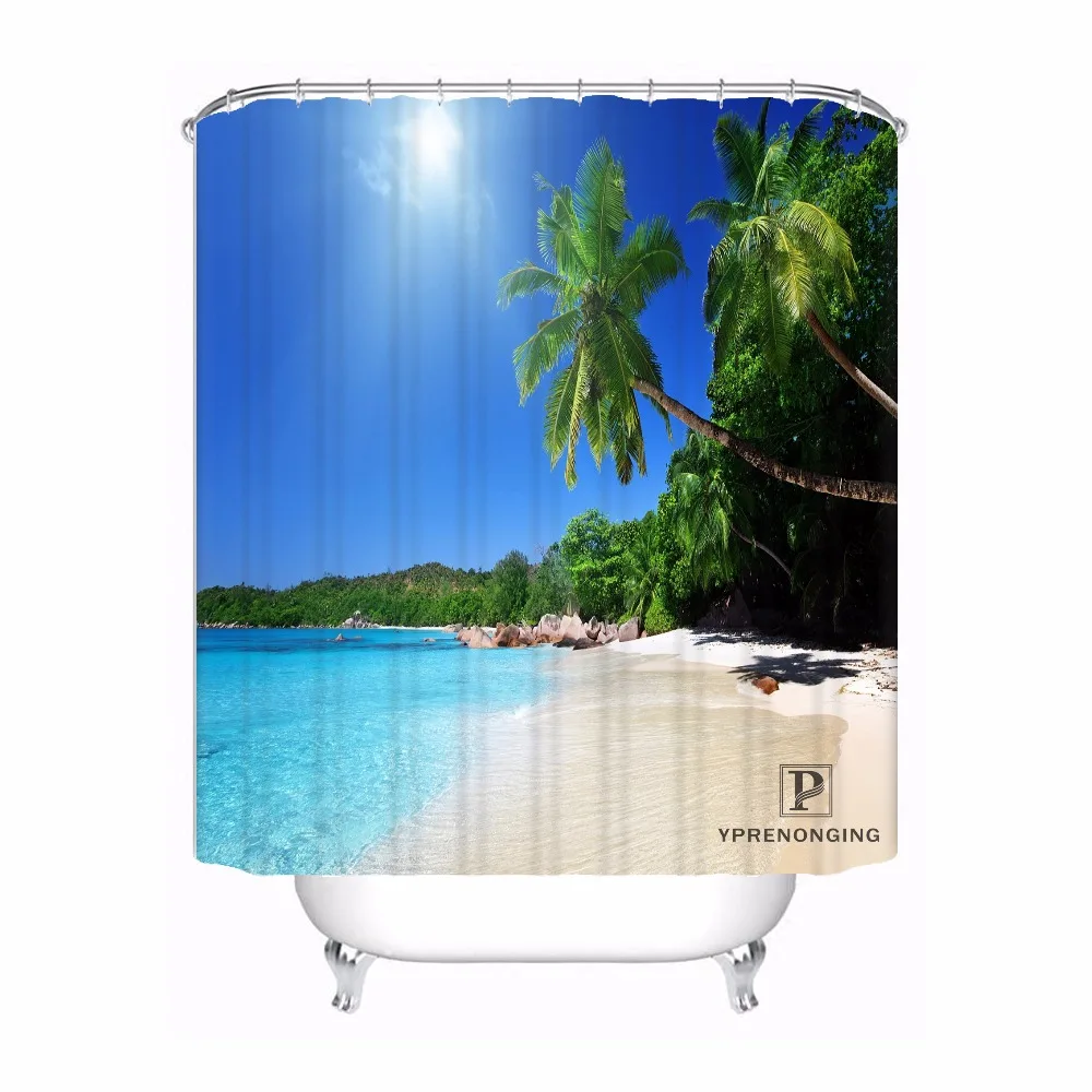 Custom Beach Sand Palm Trees Waterproof Shower Curtain Home Bath Bathroom s Hooks Polyester Fabric Multi Sizes180509-15 | Дом и сад