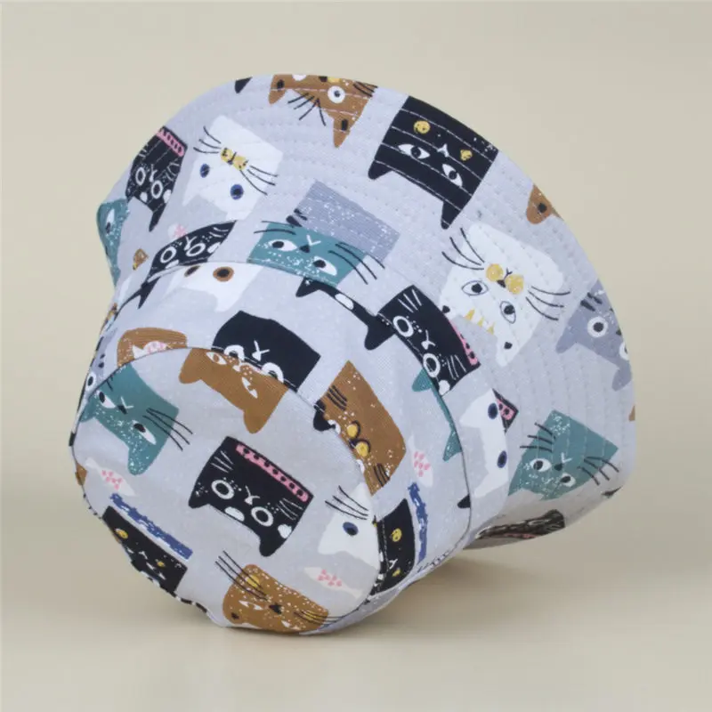 

Ldslyjr 2021 Cotton Animal Cat Print Bucket Hat Fisherman Hat Outdoor Travel Sun Cap Hats for Men and Women 376