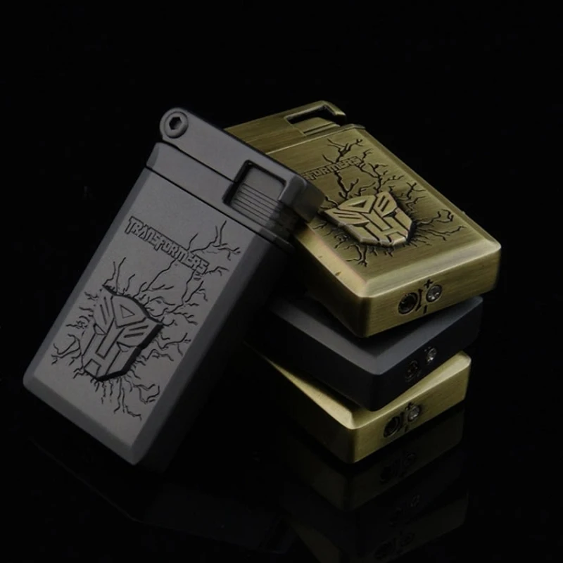 

Transformers inflatable windproof lighter Ultra-thin metal cigarette lighter for men