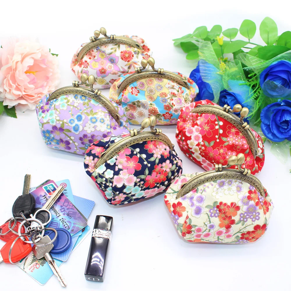 

High Quality Women Coin Purses Vintage Japanese Mini Flower Cat Wallets Ladies Hasp Money Bags for Girls Female Change Pouch
