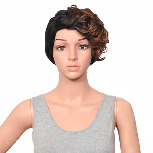 HAIRJOY женский специальный смешанный цвет боковая часть короткий кудрявый синтетический парик для волос - Цвет: auburn