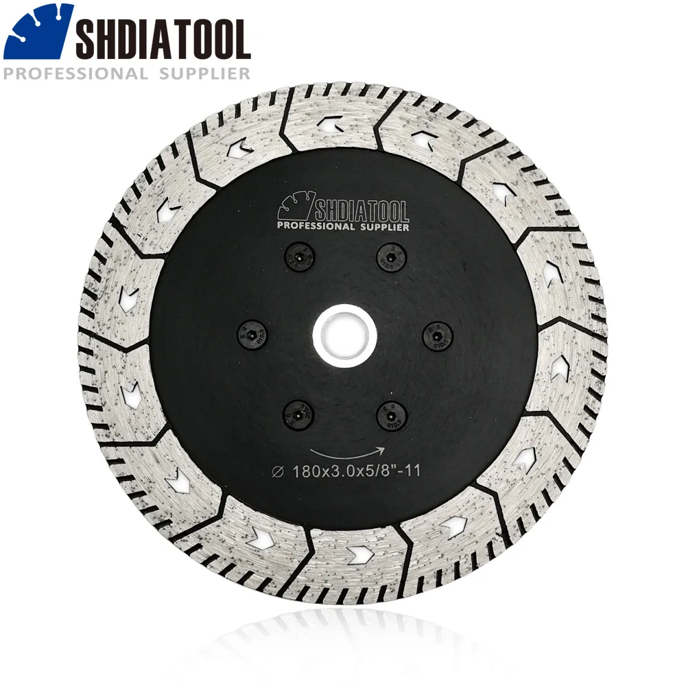 

SHDIATOOL Dia 7"/180mm 5/8-11 Thread Diamond Cutting Grindng Disc Dual Saw Blade For Cut Grind Sharpen Granite Marble Concrete