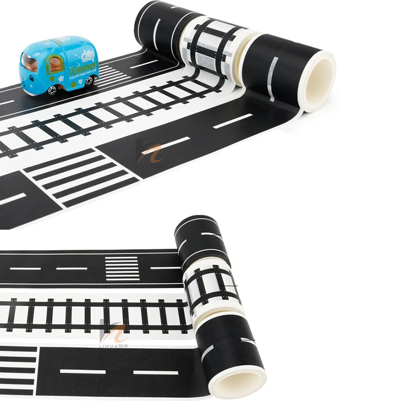 

Play Road Tape for Toy Cars and Trains 3 Rolls 4.8cmx5m Straight Curve Track Traffic Signs - Kids Gifts